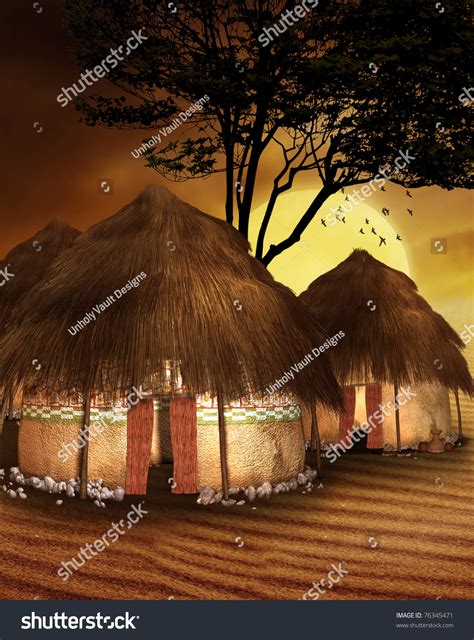 African Village Tribal Huts Stock Illustration 76345471 - Shutterstock