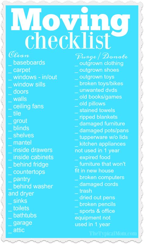 Printable Moving Checklist · The Typical Mom