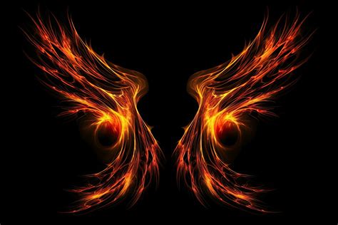 abstract fire wings on a black background, fractal art design, Fire ...