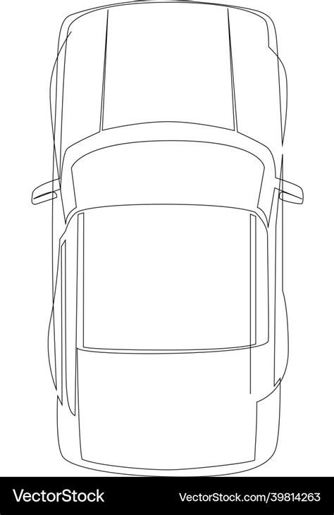 Continuous line drawing of a simple car above view