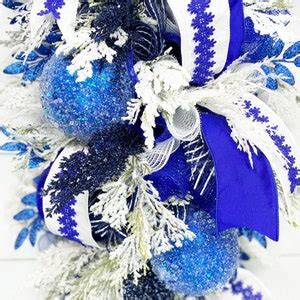 Blue and White Christmas Wreath, Outdoor Christmas Decor, Blue ...