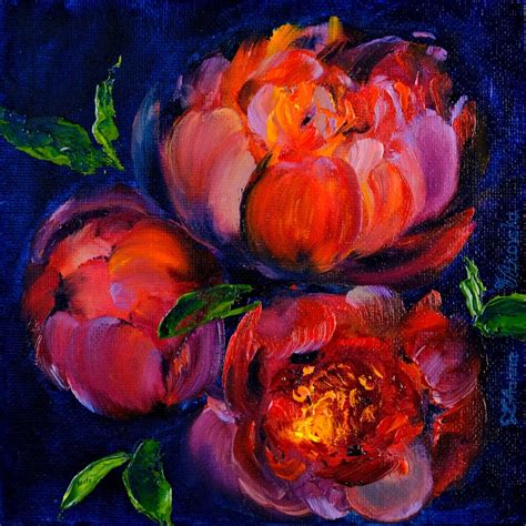 Peony Painting Original Art Red Peony Artwork Oil Painting Original ...