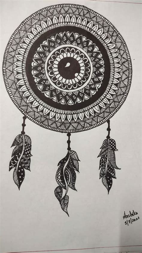 Dream Catcher - Indian Art - Mandala Style #9 (Size A4) - International ...