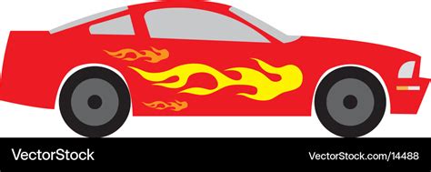 Race car with flames Royalty Free Vector Image