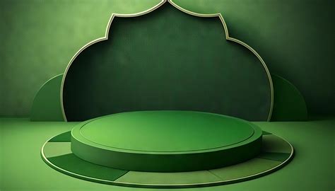 Green soft pastel podium ramadhan Background. islamic ornament on green ...