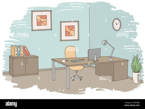 Office graphic color interior sketch illustration vector Stock Vector ...