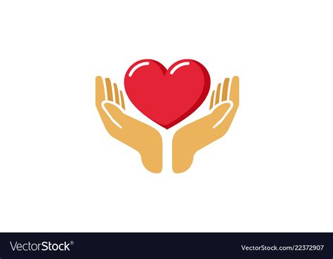 Love giving heart hands holding logo Royalty Free Vector