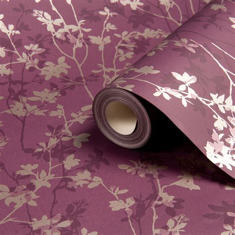 Graham & Brown Morning Shadow Plum Blossom Mica Wallpaper | Departments ...