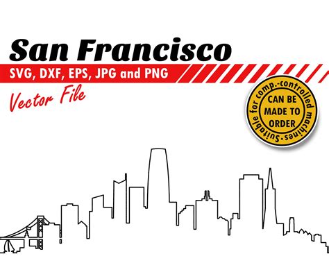 San Francisco Skyline Outline Svg Dxf Eps Jpg Png. Line - Etsy