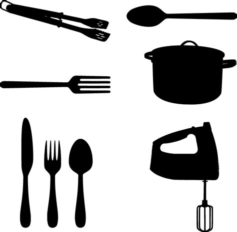 Kitchen Utensils Silhouette Vector on white background 34075546 Vector ...