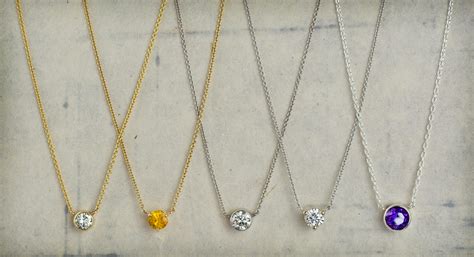 Floating Diamond Necklace : Gold and Silver Gemstone Pendants on Dainty ...