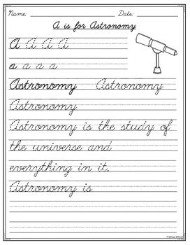 Science Cursive Writing Practice Worksheets (Perfect for after state ...