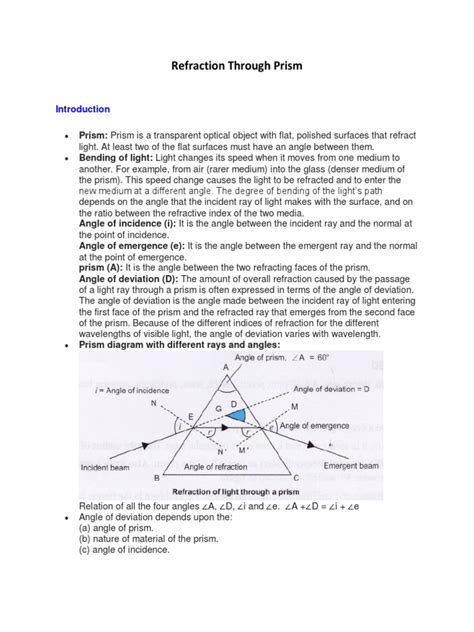 Refraction Through Prism | PDF