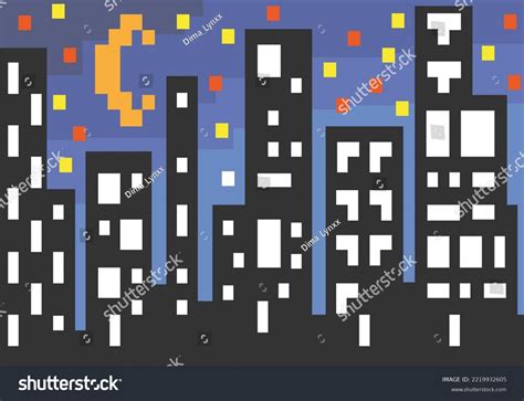 Pixel Art Depicting Night Cityvector Breaks Stock Vector (Royalty Free ...