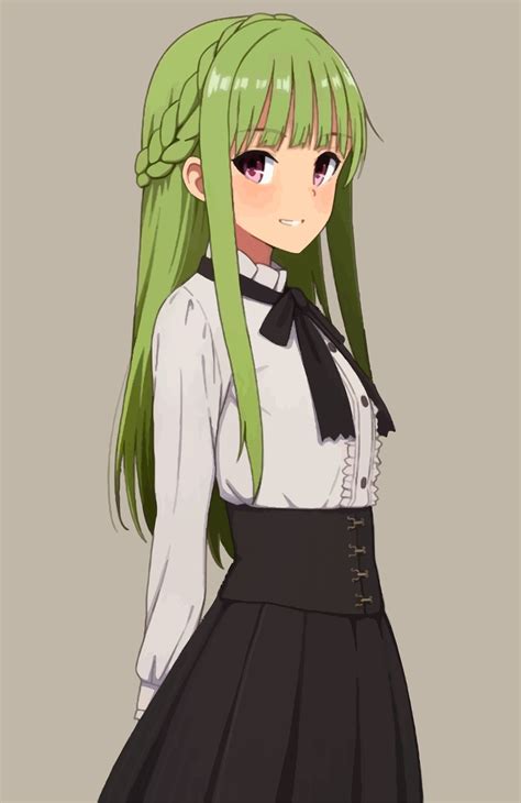 Cute anime girl with green hair. 19133023 Vector Art at Vecteezy