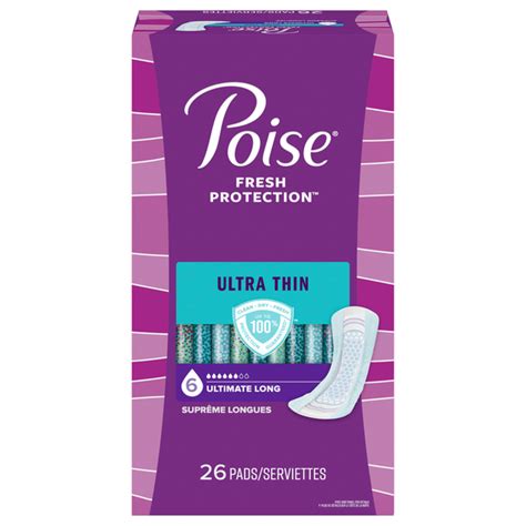 Save on Poise Incontinence Pads Ultra Thins with Wings Ultimate Long ...