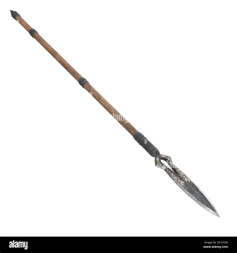 long spear, weapon, on an isolated white background. 3d illustration ...