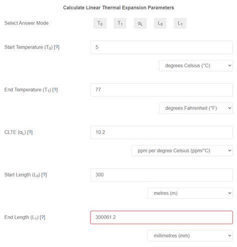 Linear Thermal Expansion Calculator