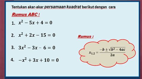 Persamaan Kuadrat Faktorisasi Dan Rumus Abc