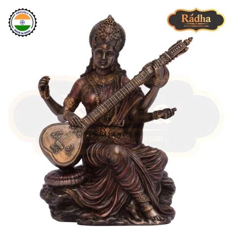 Bonded Bronze Saraswati Playing Veena Mini 9CM