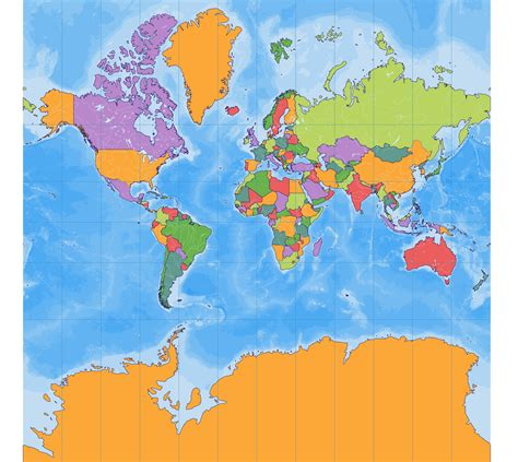 Political blank world map Mercator projection 12819947 Vector Art at ...