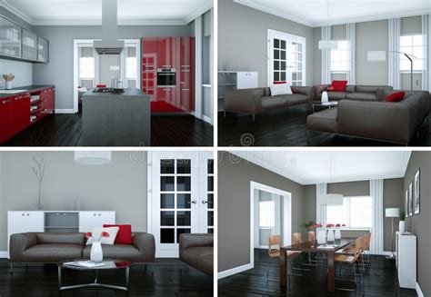 Four Views of Modern Interior Loft Design Stock Illustration ...