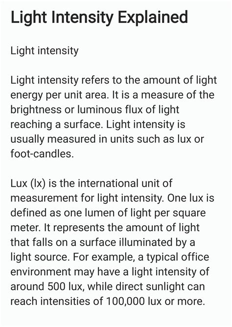 SOLUTION: Light intensity explained - Studypool