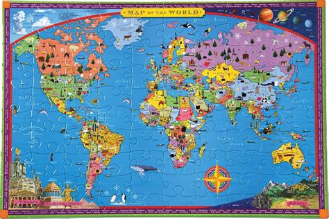 World Map Puzzle For Kids - Detailed Map