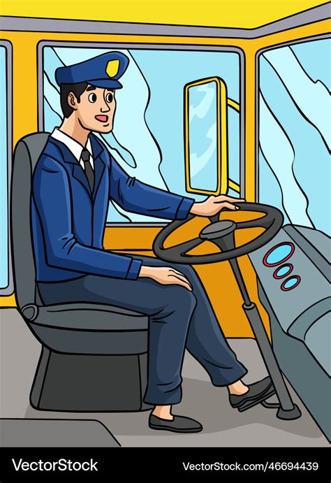 Bus driver colored cartoon Royalty Free Vector Image