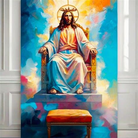 Premium Photo | Wall poster Jesus on a throne in heaven with bright ...