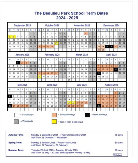 Term Dates - The Beaulieu Park School