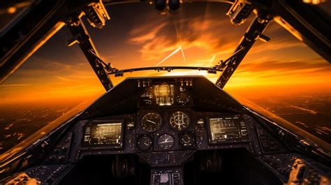 Premium AI Image | Jet fighter cockpit at sunsetmilitary