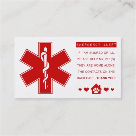 pet emergency contacts business card | Zazzle