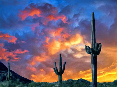 Arizona Desert Sunset Painting by Dominic Piperata - Pixels