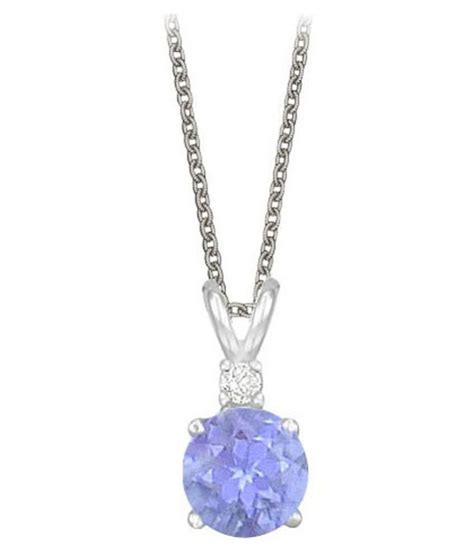 Round Cut Created Tanzanite and Cubic Zirconia Pendant Necklace in ...