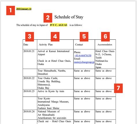 SAMPLE ITINERARY for JAPAN VISA Application (Schedule of Stay) | The ...