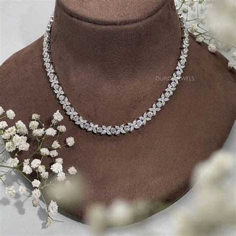 Marquise & Round Cut Lab Grown Diamond Choker Necklace For Wife at Rs ...