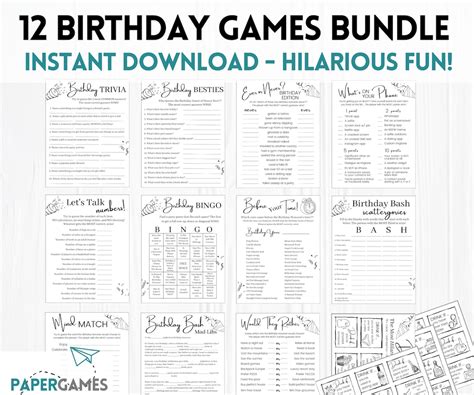 HILARIOUS BIRTHDAY GAMES Bundle Printable Party Game, Adult Games ...