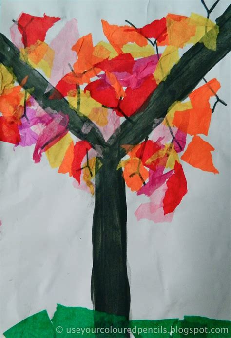 Use Your Coloured Pencils: More Autumn Tree Collages