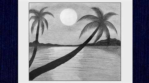 Sunset Drawing with Pencil | Pencil Drawing for Beginners | Scenery ...