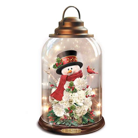 Snowman Floral Lantern (White Christmas Lantern) - Kay's Place Art & Gifts