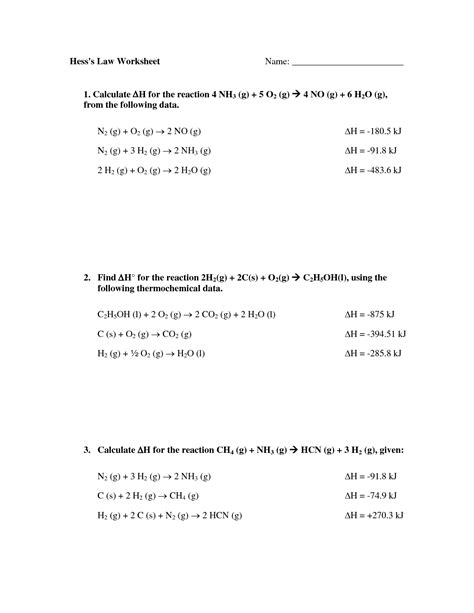 20++ Hess's Law Worksheet – Worksheets Decoomo