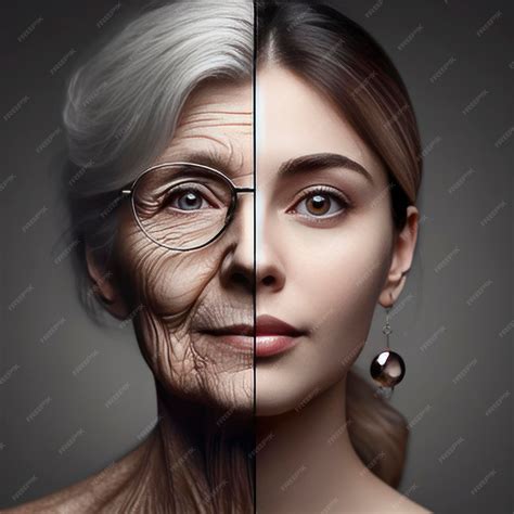 Premium AI Image | aging concept woman with young and old half of face ...