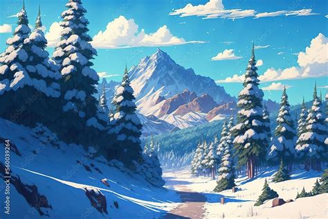 Animated Snowy Mountains Background, Concept Art, Digital Illustration ...