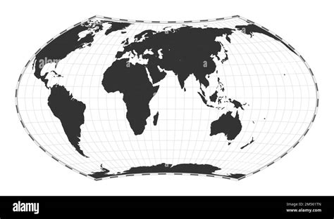 Vector world map. Wagner VII projection. Plain world geographical map ...