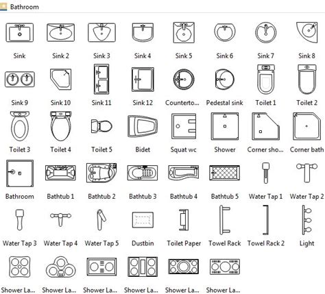 Bathroom Symbols | Floor plan symbols, Floor plan design, Architecture ...