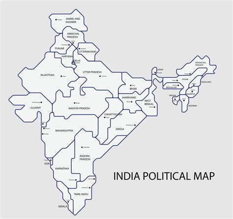 India political map divide by state colorful outline simplicity style ...