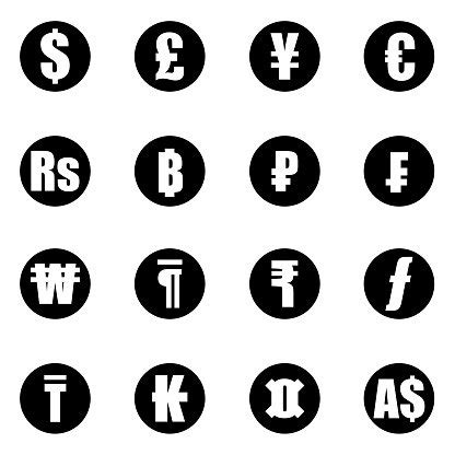 Vector Black Currency Symbols Icon Set Stock Clipart | Royalty-Free ...