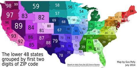 Two-Digit Zip Code Zones of the Continental US [1920x828] : MapPorn