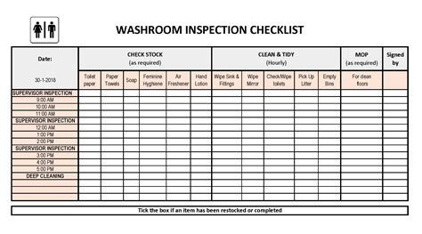 Printable Bathroom Cleaning Checklist Template